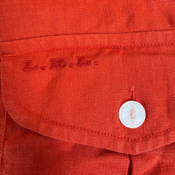 LAUREN RALPH LAUREN‎ Womens Red Orange Linen Short Sleeve Button Up Shirt Size M - Picture 4 of 9